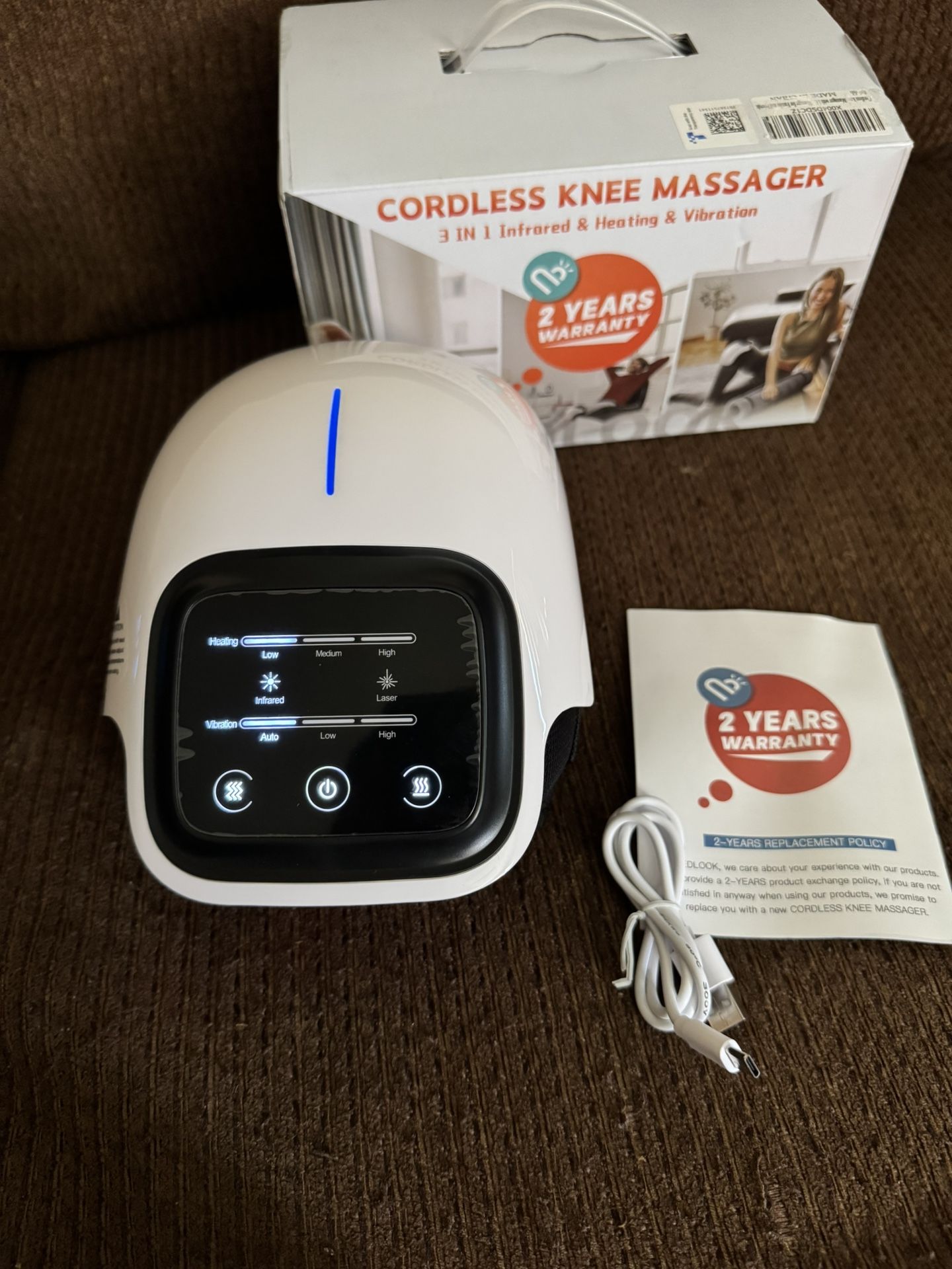 Cordless Knee Massager with LED Display, Infrared Heat and Vibration, Knee Pain Relief for Stiff Joint Dysfunction, Stretched Ligament Injuries and Mu