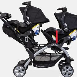 Baby Trend Double Stroller w/ Car seat and bases