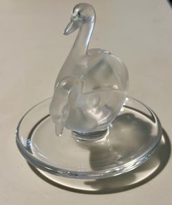 Lalique Paris Pair of Swans Ring Dish