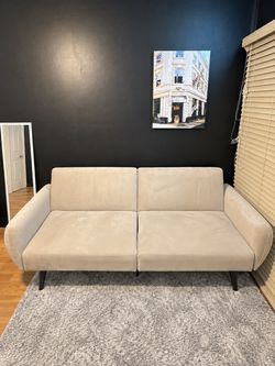 Beige Convertible Futon Sofa Bed