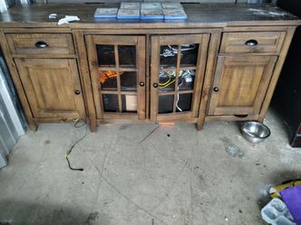 Rustic Brown Wood TV Console Cabinet