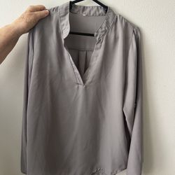 Blouse - Long Sleeve  In Gray 