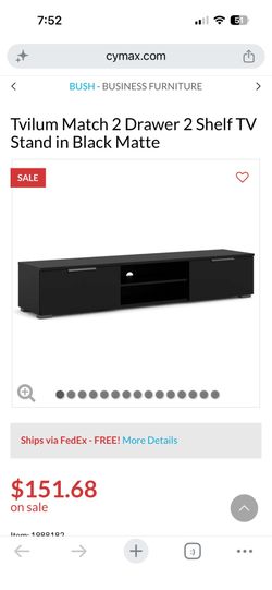 Tvilum Match 2 Drawer 2 Shelf TV Stand in Black Matte