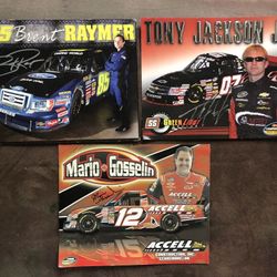 3 Nascar Drivers Autographed Advertisement Photos 8x10 Raymer-Jackson-Gosselin GC