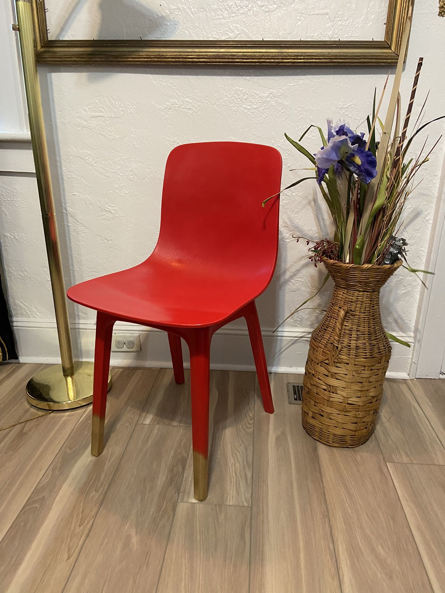 Modern Red & Gold Office Chair, Red Accent Desk Chair, Accent Chair, Corner Chair