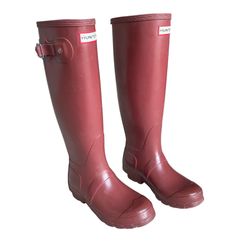 HUNTER Original Tall Red Maroon Gloss Rain Boot Wellingtons Women's Size 5