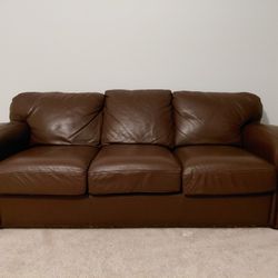 Brown leather couches