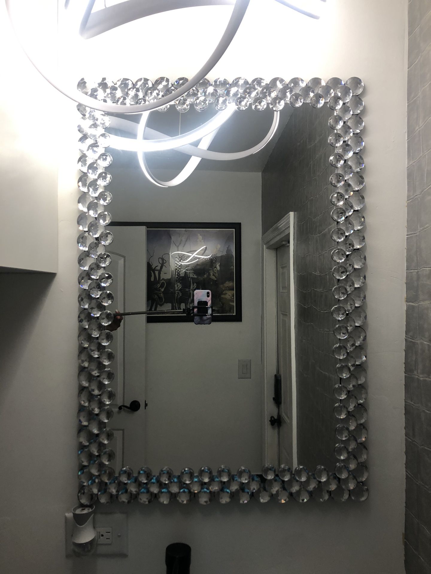 Rectangular Crystal Wall Mirror