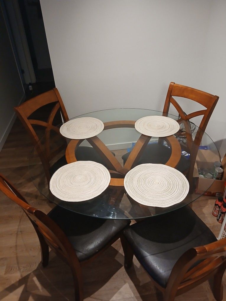 Glass Top Dining Table & 4 Chairs