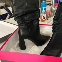 Women’s Black Leather Slouch Boots