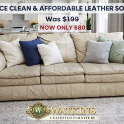 😍NICE CLEAN & AFFORDABLE LEATHER SOFA – ONLY $80🚚DELIVERY AVAILABLE 