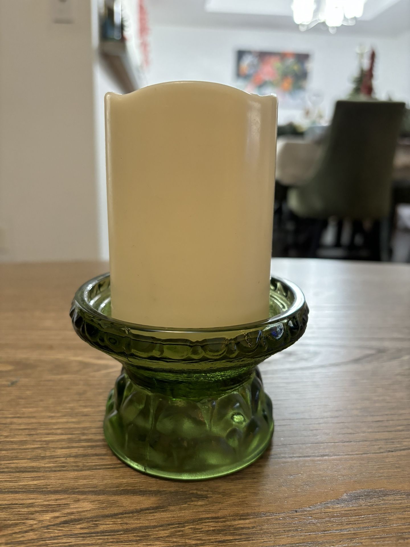 Green Glass Candle Holder