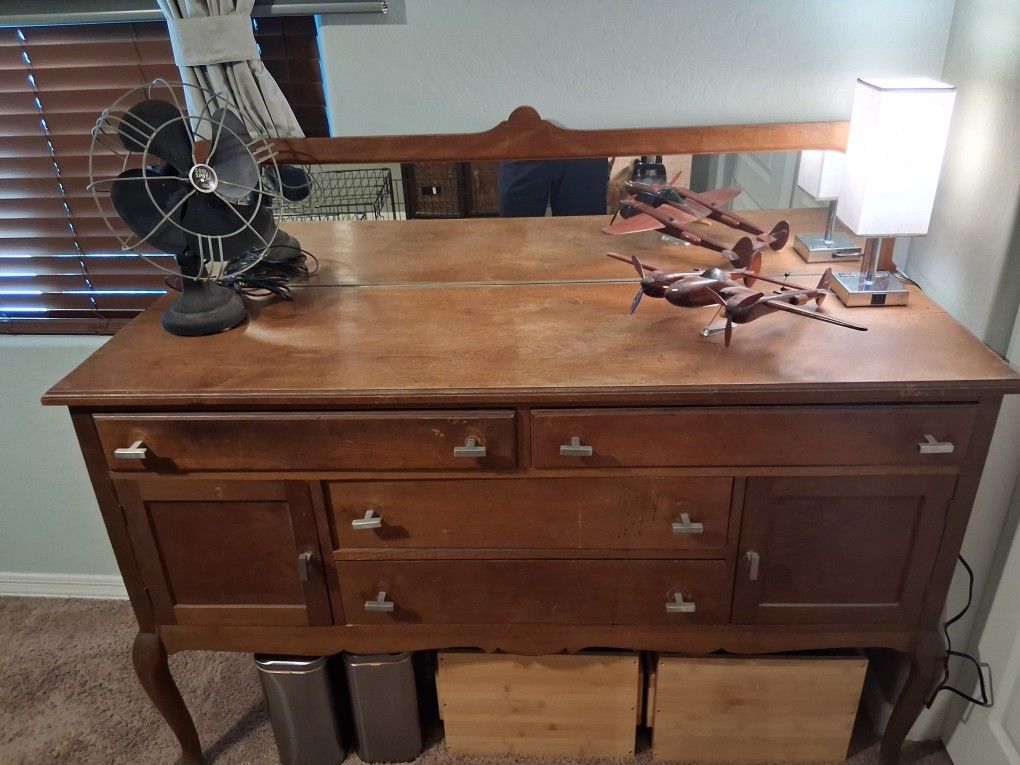 Antique Mirrored Dining Room Buffet