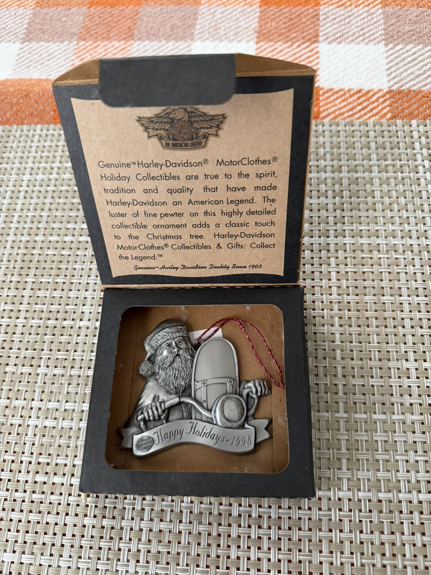 Harley Davidson 1998 Pewter Holiday Jolly Rider Tree Ornament