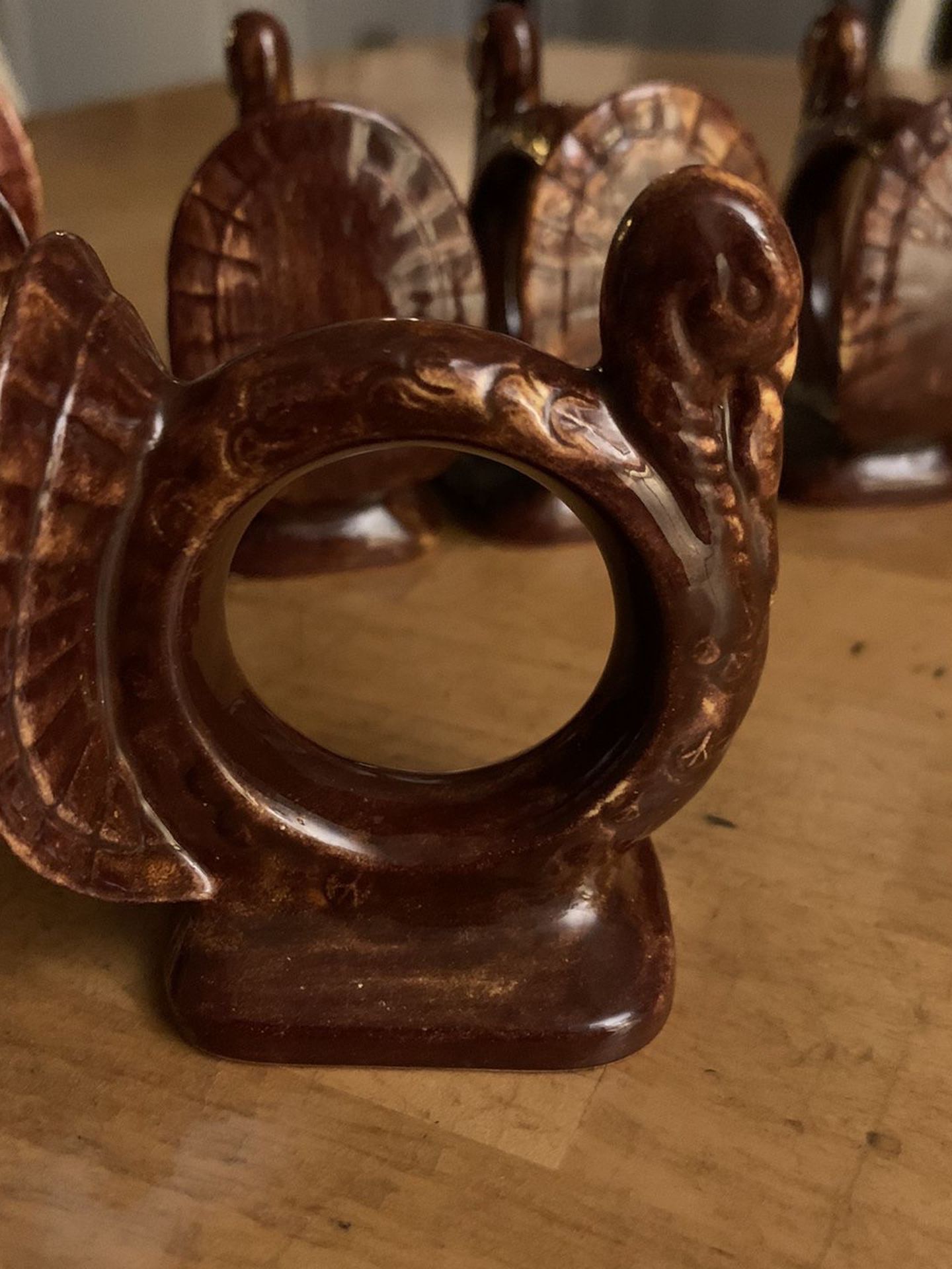 Ceramic Turkey Napkin Holders -6 Brown