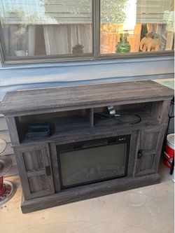 Wooden Electric FIREPLACE with country cabinet