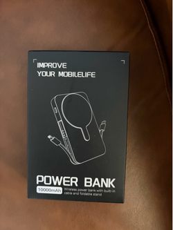 Q Magnetic Portable Charger 10,000mAh, Travel Essentials Wireless Power Bank with Built-in Cables & Foldable Stand, External Battery Pack Compatible w