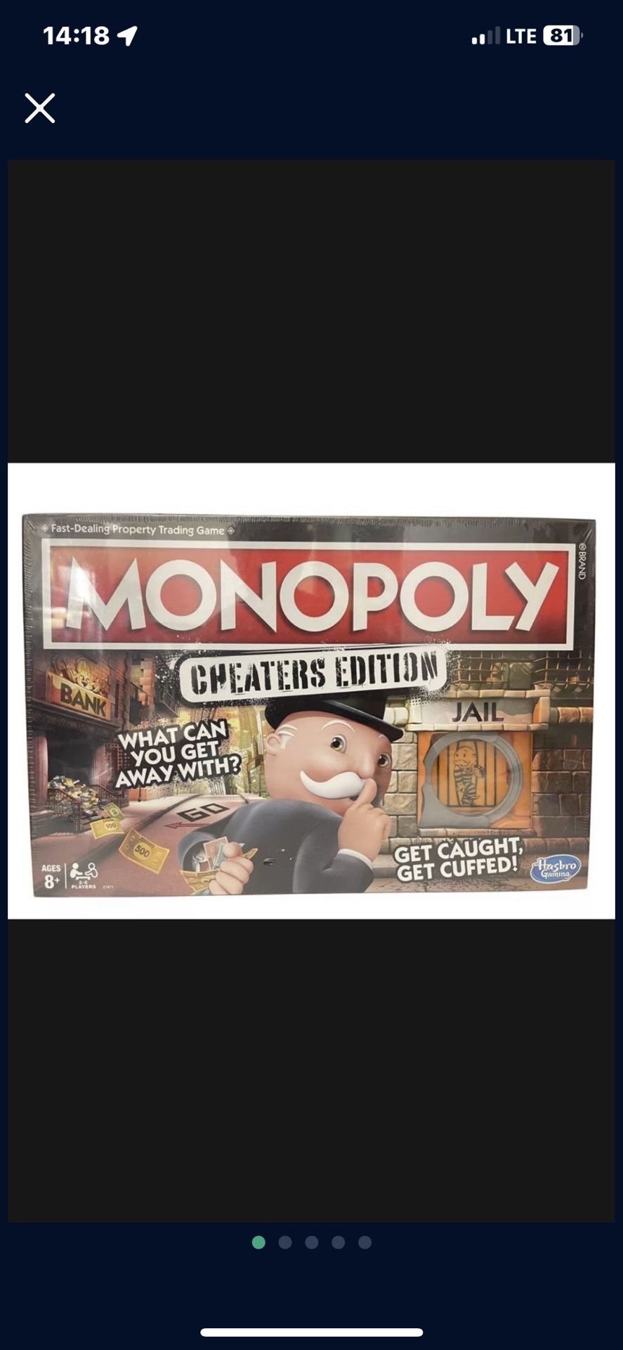 Monopoly Game Cheaters Edition Board Game Ages 8 and Up New Sealed Board Games 