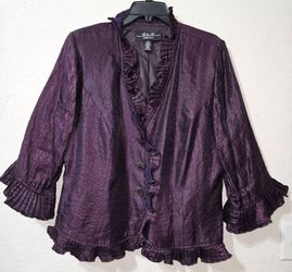 R&M Collection Women's Purple Ruffled Blazer
