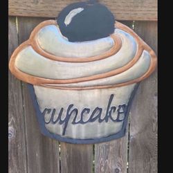 Metal Hanging  Art Cupcake Sign
