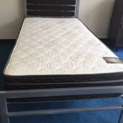 Brand New Twin Size Metal Bed +Mattress 