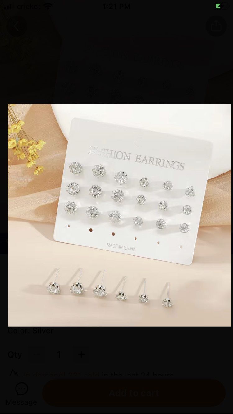 12pcs Zircon Decor Stud Earrings
