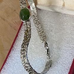 Pulsera Stainless Piedras Jade Joyería Antigua 