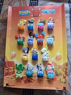 2026 McDonald's SpongeBob SquarePants x One Piece Happy Meal. "Complete Display set of 1-15"  (Original Store Promo Display Toys.). New Condition