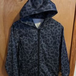 Black Leopard Print Zip Up hoodie