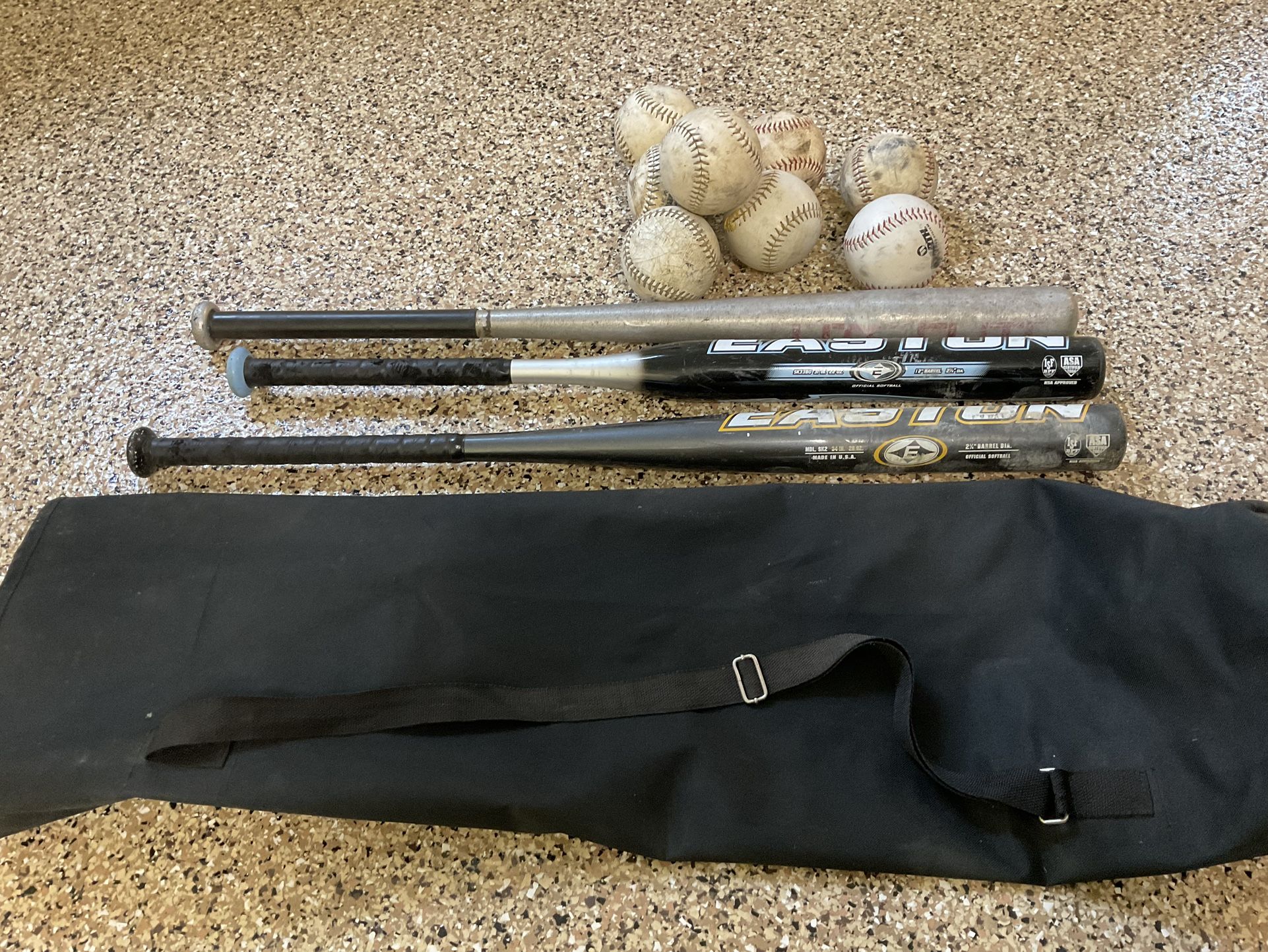 Softball Bats And Bag