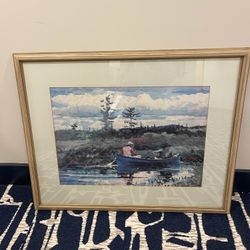Boat watercolor by Winslow Homer in Excellent Condition 38.5 wide 30.5 high Smoke free