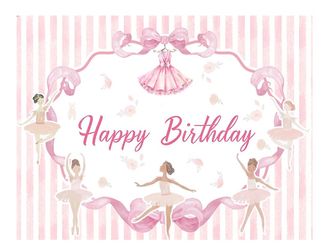 Ballerina happy birthday backdrop