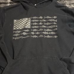 Fish American Flag Sweatshirt  Size L