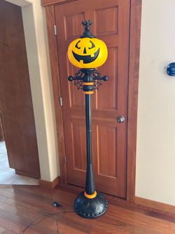 Blow Mold Pumpkin Halloween Lamp Post