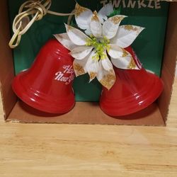 Vintage NOMA Twinkle Bells Light Up Decorations- in Box - Merry Christmas Happy New Year