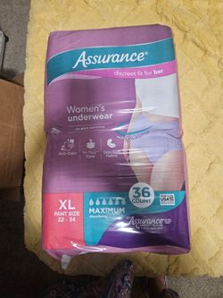 Assurance Women's Incontinence and Postpartum Underwear (Size XL, Maximum Absorbency, 36 Count).