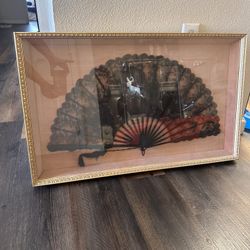 Vintage fan framed art 