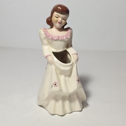 Lady Planter Figurine Vintage 