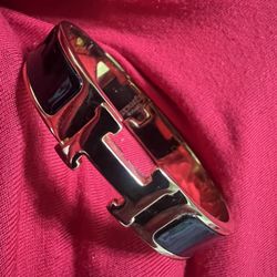 Black Enameled H hinge cuff bracelet