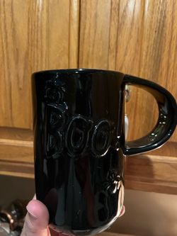Black Halloween BOO Ceramic Coffee Mug