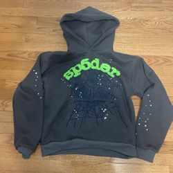 sp5der hoodie slate grey size S