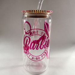 Barbie 16 Oz Glass Cup 