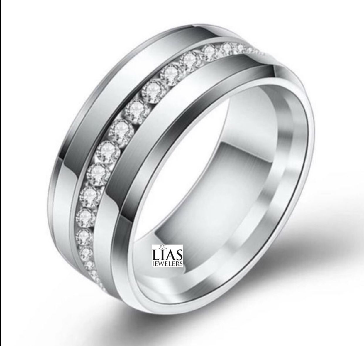 New 18k White Gold Men Wedding Ring Men Band