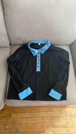 Vintage Style Contrast Henley Polo – Waffle Knit Long Sleeve