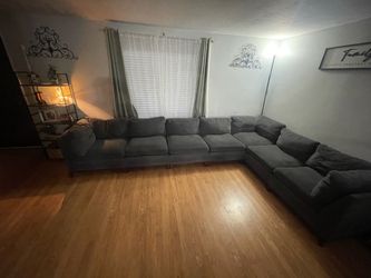 Large Gray Fabric Sectional Sofa