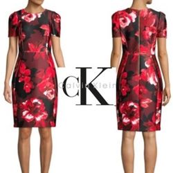 Calvin Klein Holiday Floral Dress 14 W