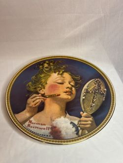 Norman Rockwell Plate – Little Girl in Mirror / Plato decorativo Rockwell – Niña frente al espejo