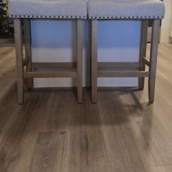 (2) Gray Saddle Stool Kitchen Counter Bar Top