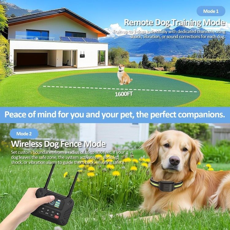 Wireless Dog Invisible Fence system with LCD Remote Adjustable