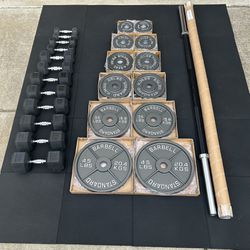 New Olympic Plates, Barbell, And Dumbbells 
